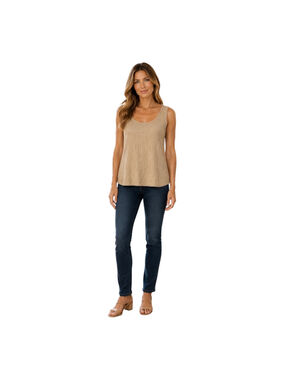 Live 2 Lounge XXL Taupe Pointelle Knit Tank Top Sleeveless Relaxed Fit